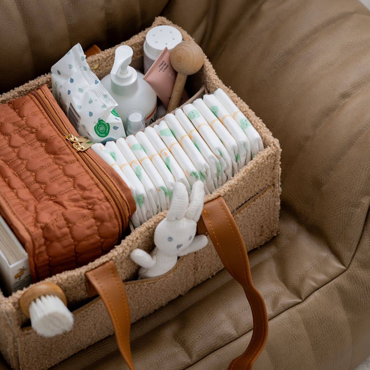 Bunnie Caddie Deluxe Mini Nappy Organiser - Teddy Tan