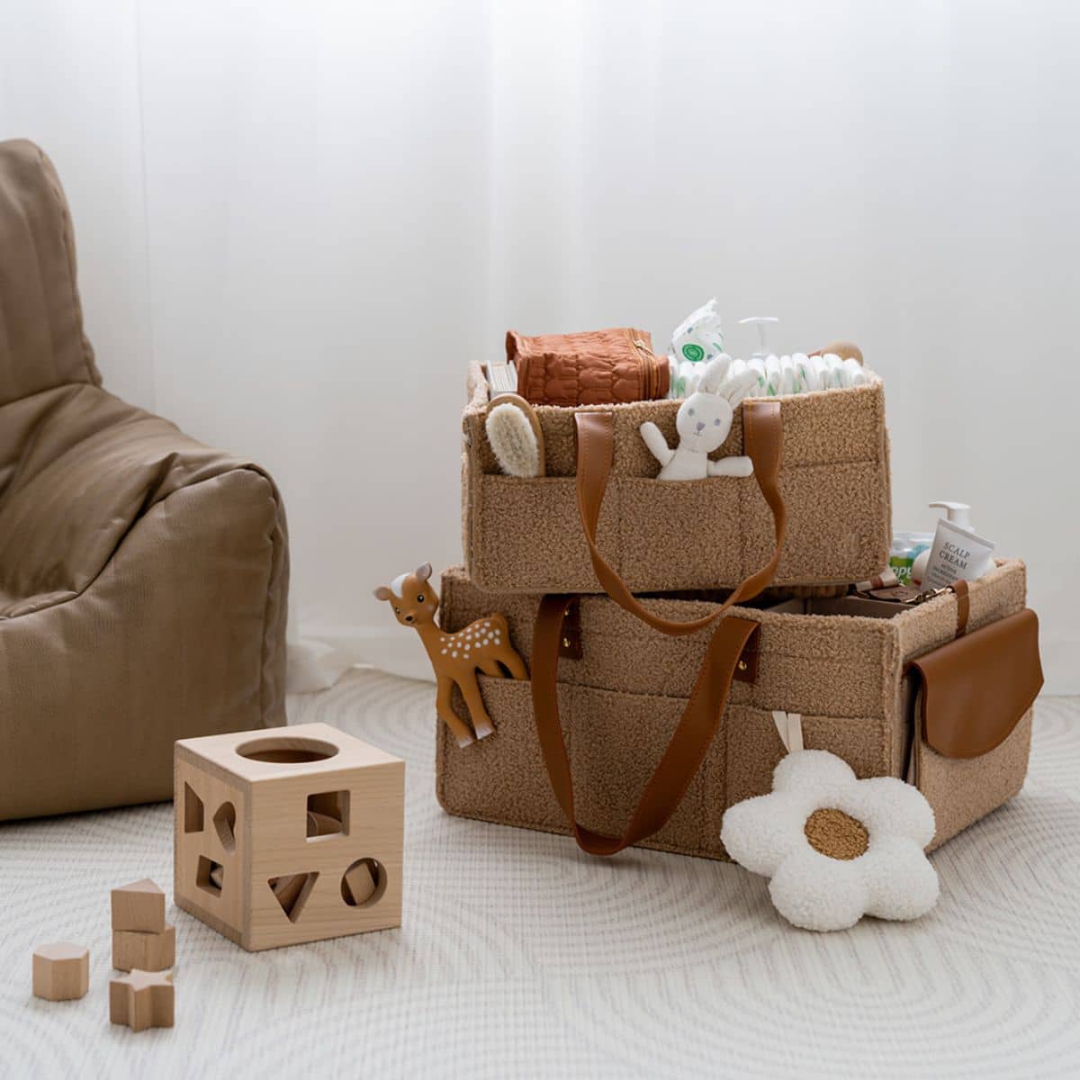 Bunnie Caddie Deluxe Mini Nappy Organiser - Teddy Tan