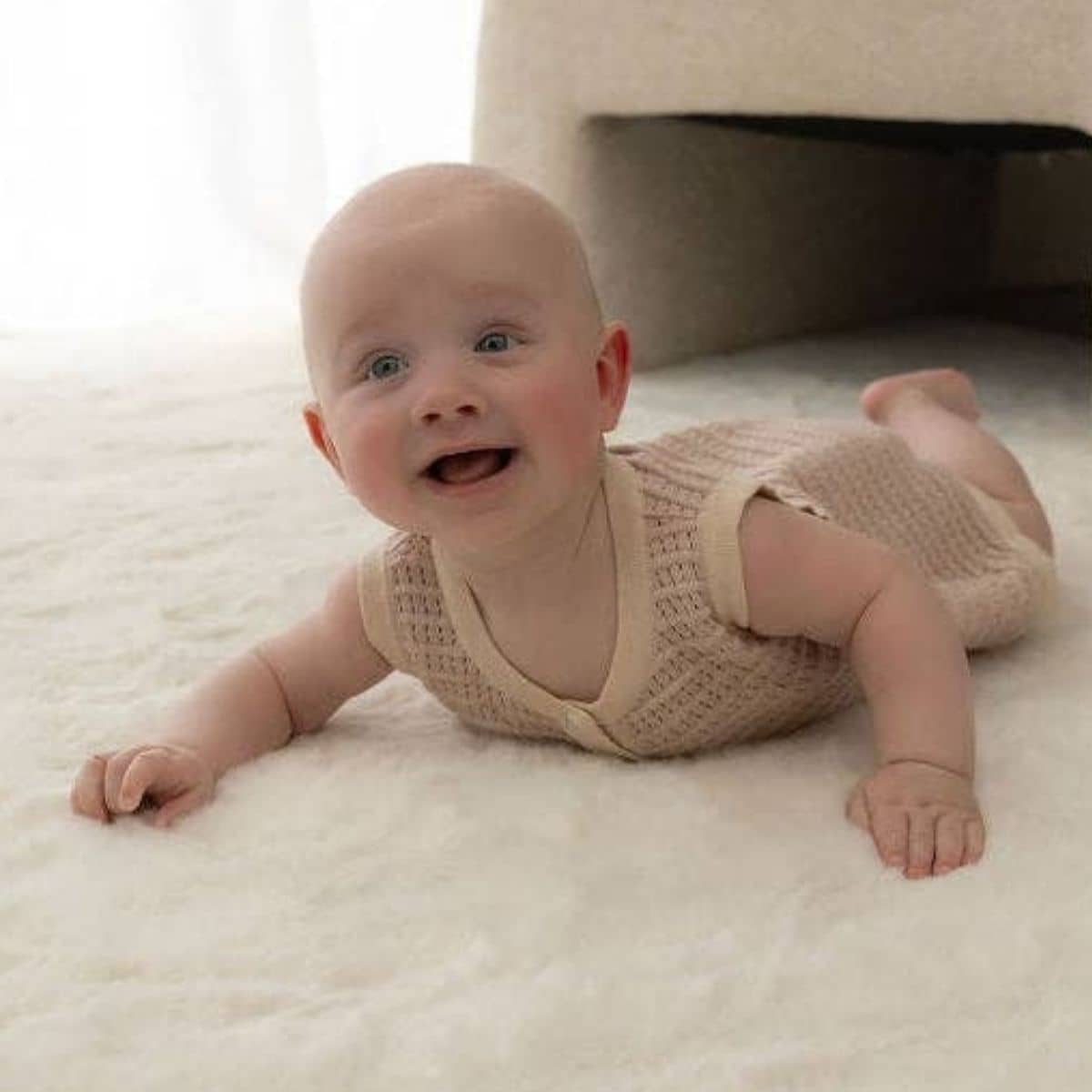 Confetti Kidz Breezy Knit Romper - Biscotti
