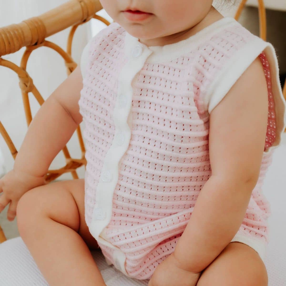 Confetti Kidz Breezy Knit Romper - Pink Coral