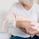 Copper Pearl Newborn Top Knot Hat - Blush