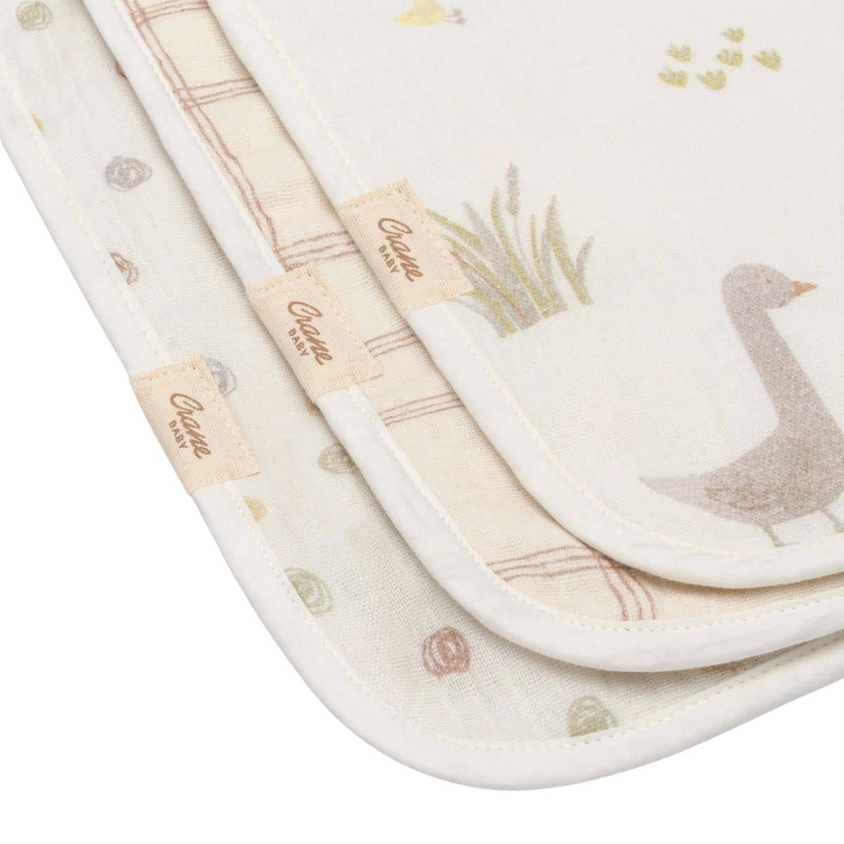 Crane Baby Burp Cloths - Charlie Farmhouse Goose