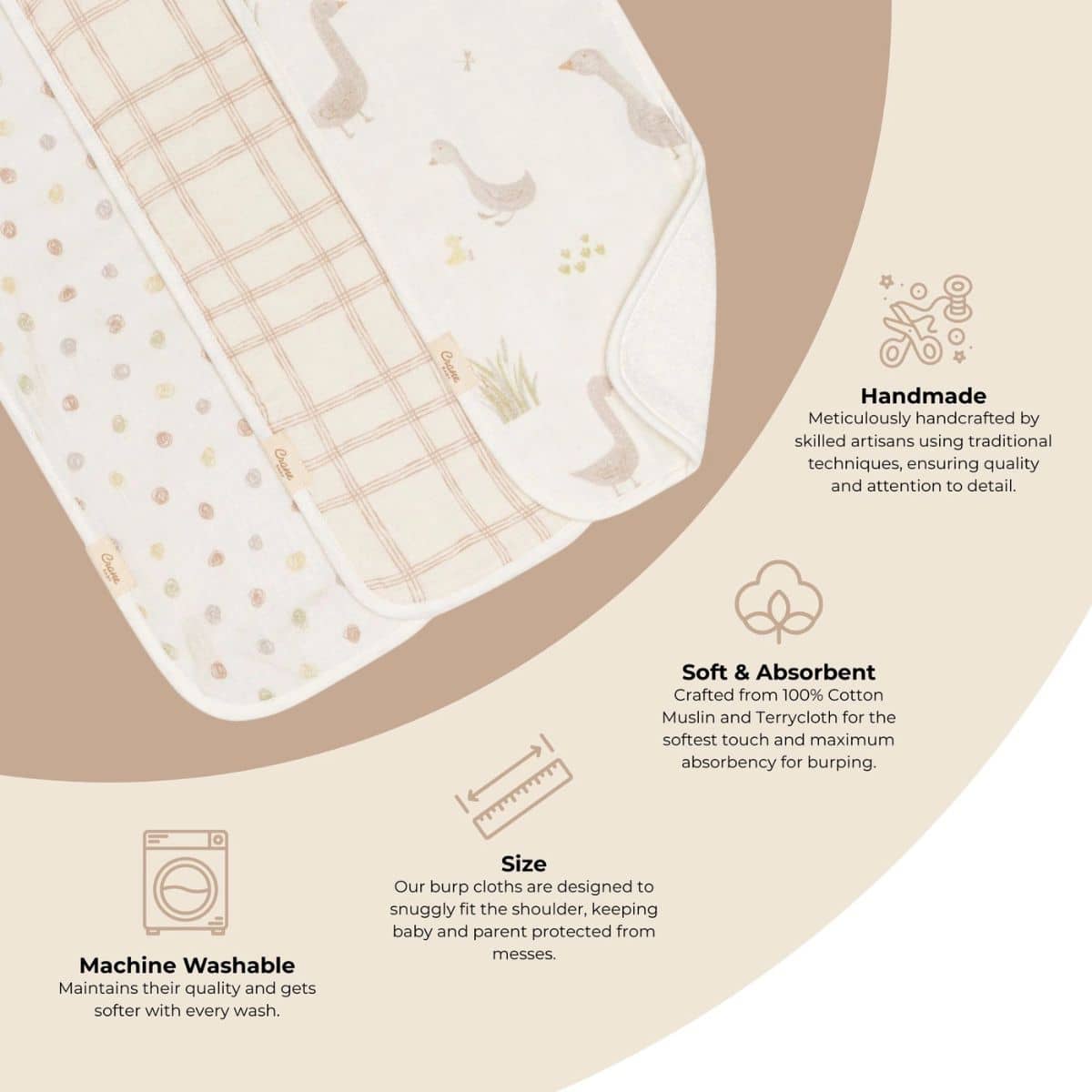 Crane Baby Burp Cloths - Charlie Farmhouse Goose