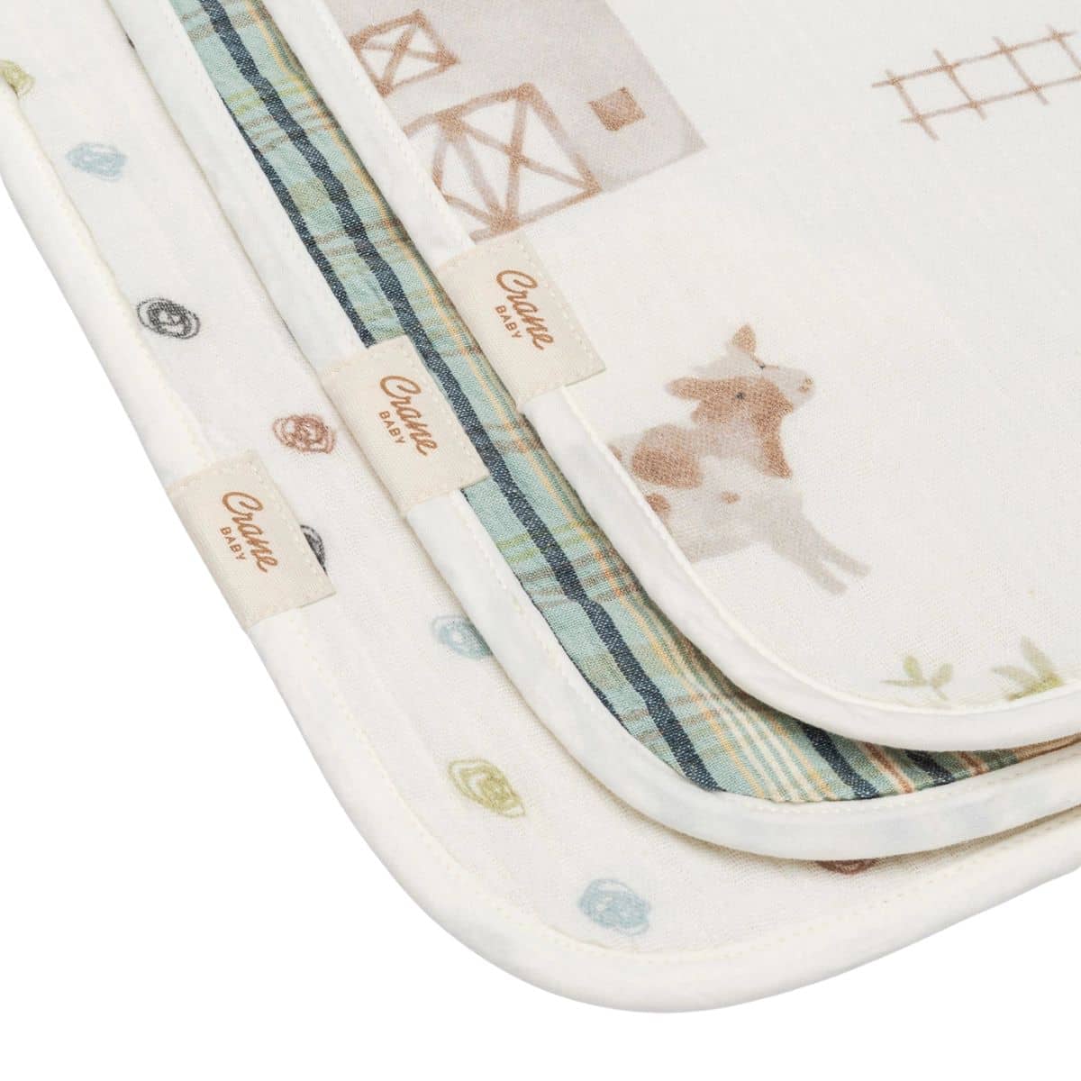 Crane Baby Burp Cloths - Charlie Farmhouse Tractor