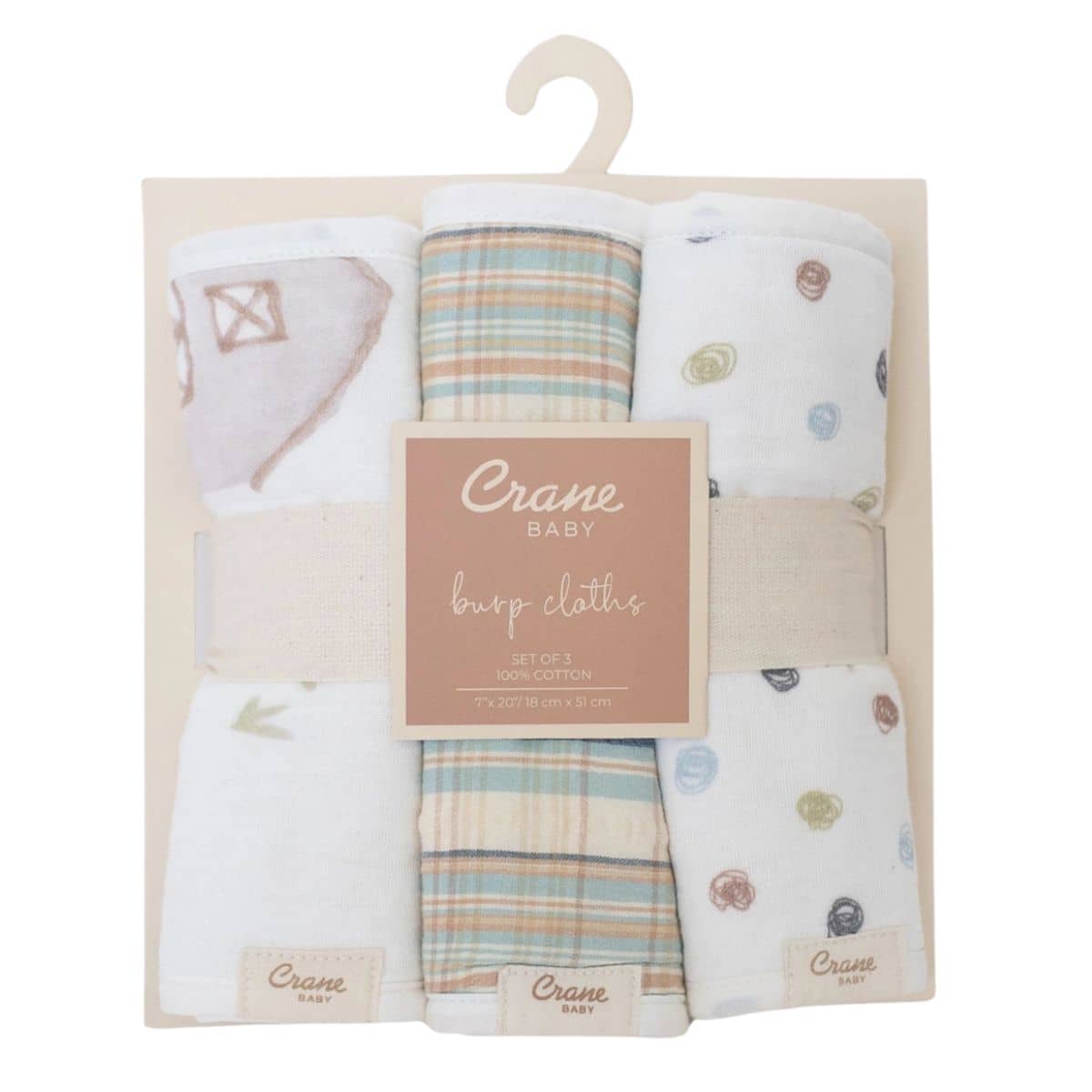Crane Baby Burp Cloths - Charlie Farmhouse Tractor
