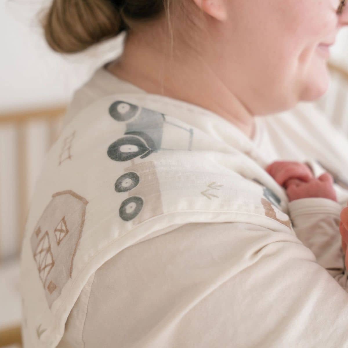 Crane Baby Burp Cloths - Charlie Farmhouse Tractor