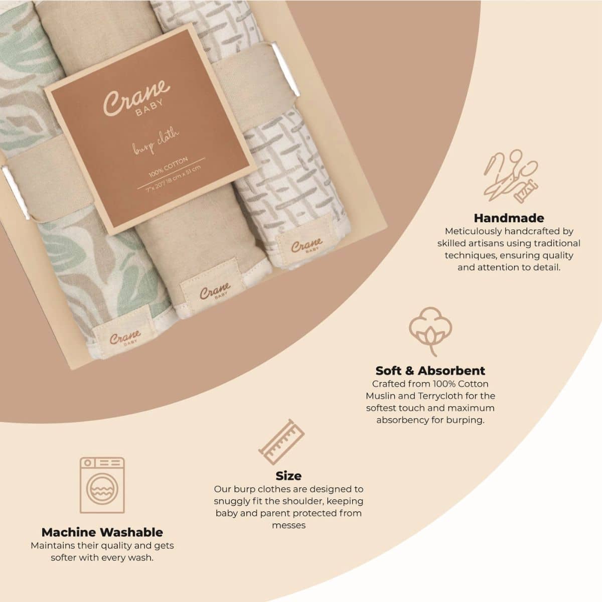 Crane Baby Burp Cloths - Cove Beach Life