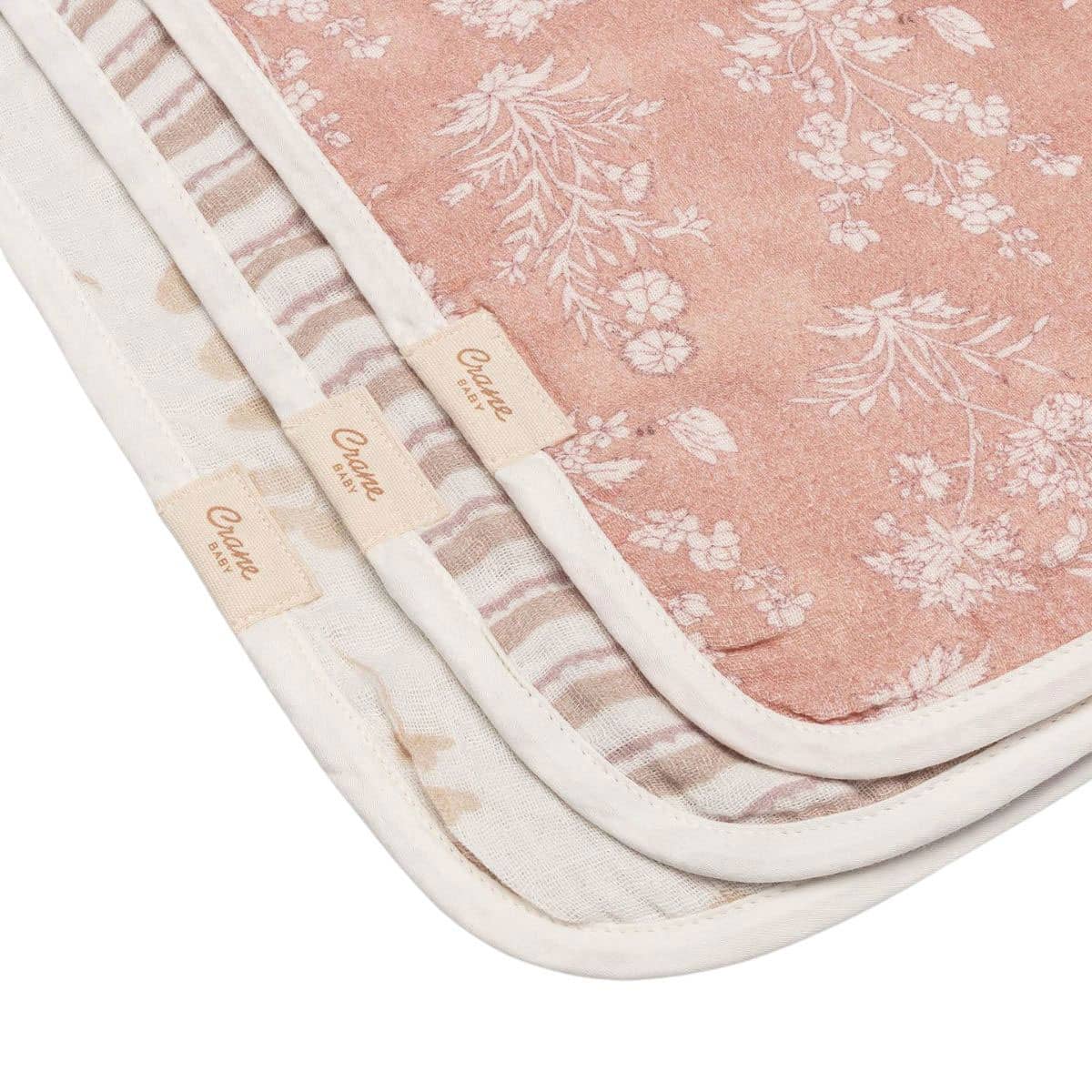 Crane Baby Burp Cloths - Violet Floral