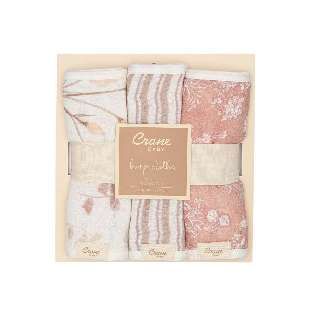 Crane Baby Burp Cloths - Violet Floral