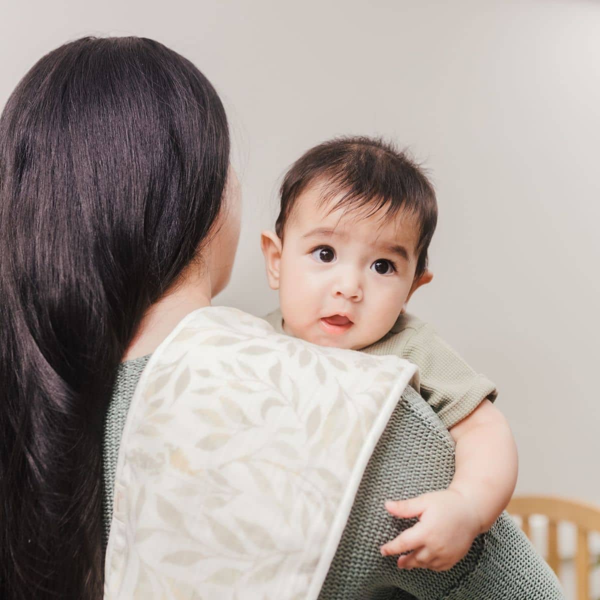 Crane Baby Burp Cloths - Willow + Solid