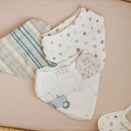 Crane Baby Muslin Bib Set - Charlie Farmhouse Tractor