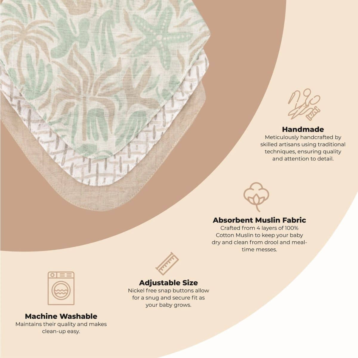 Crane Baby Muslin Bib Set - Cove Beach Life