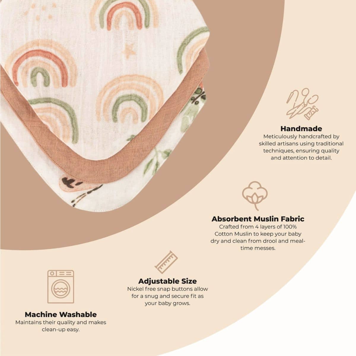 Crane Baby Muslin Bib Set - Parker Rainbow/Butterfly