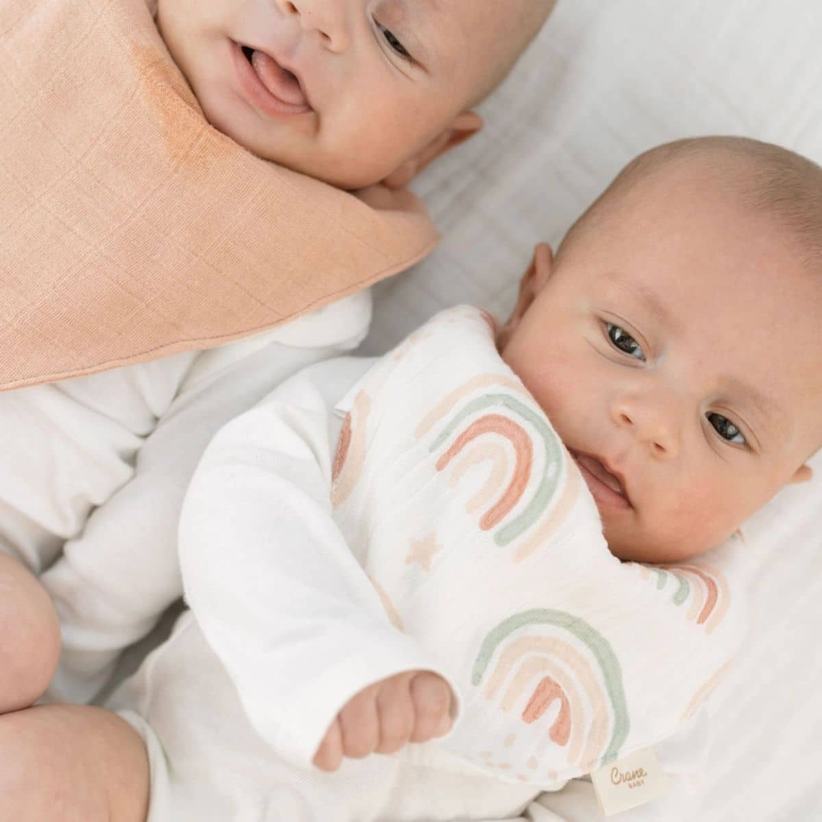 Crane Baby Muslin Bib Set - Parker Rainbow/Butterfly