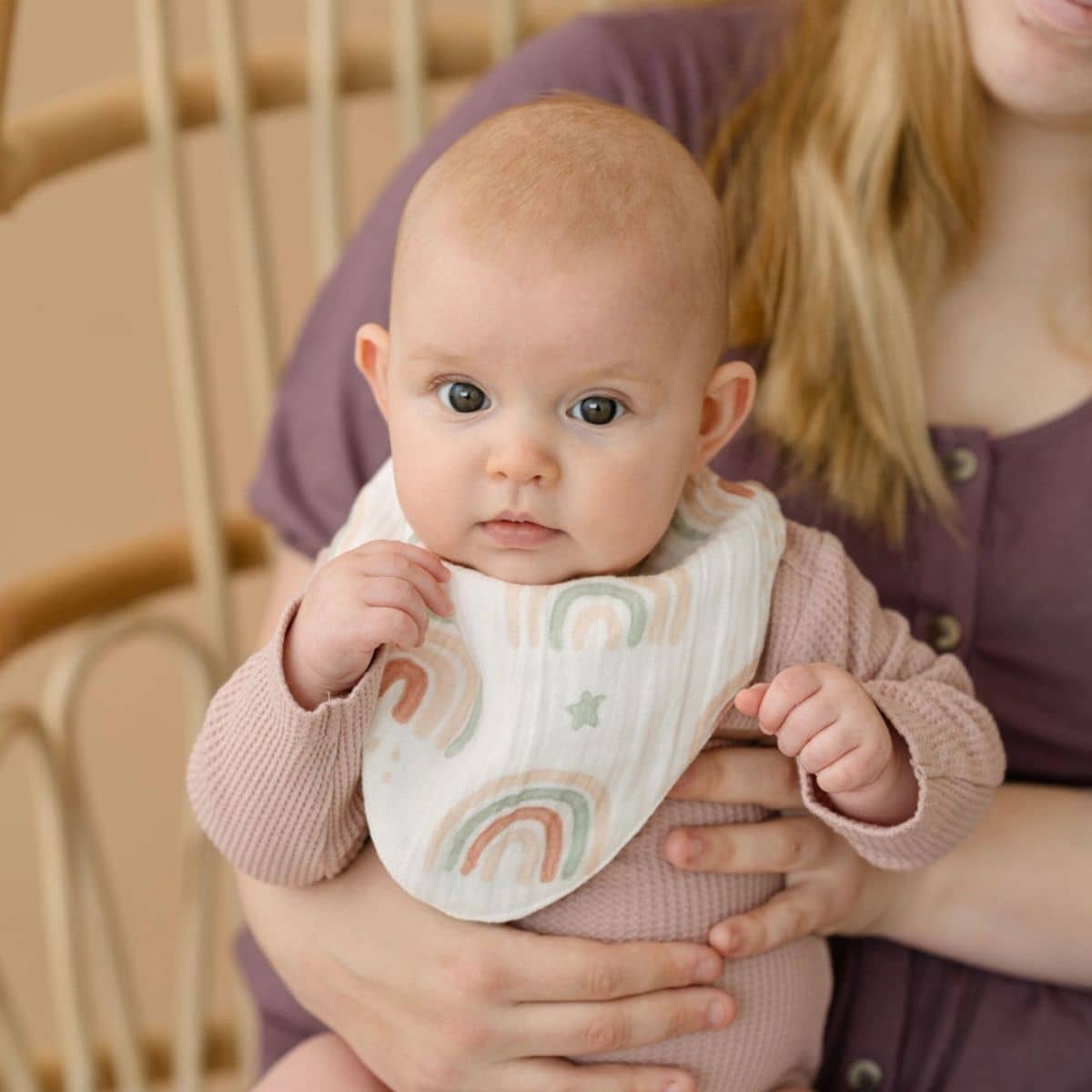 Crane Baby Muslin Bib Set - Parker Rainbow/Butterfly