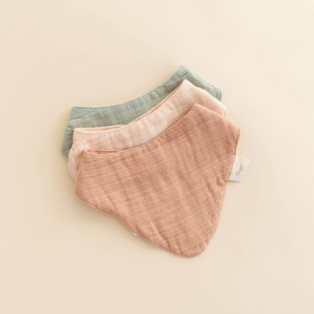 Crane Baby Muslin Bib Set - Rose