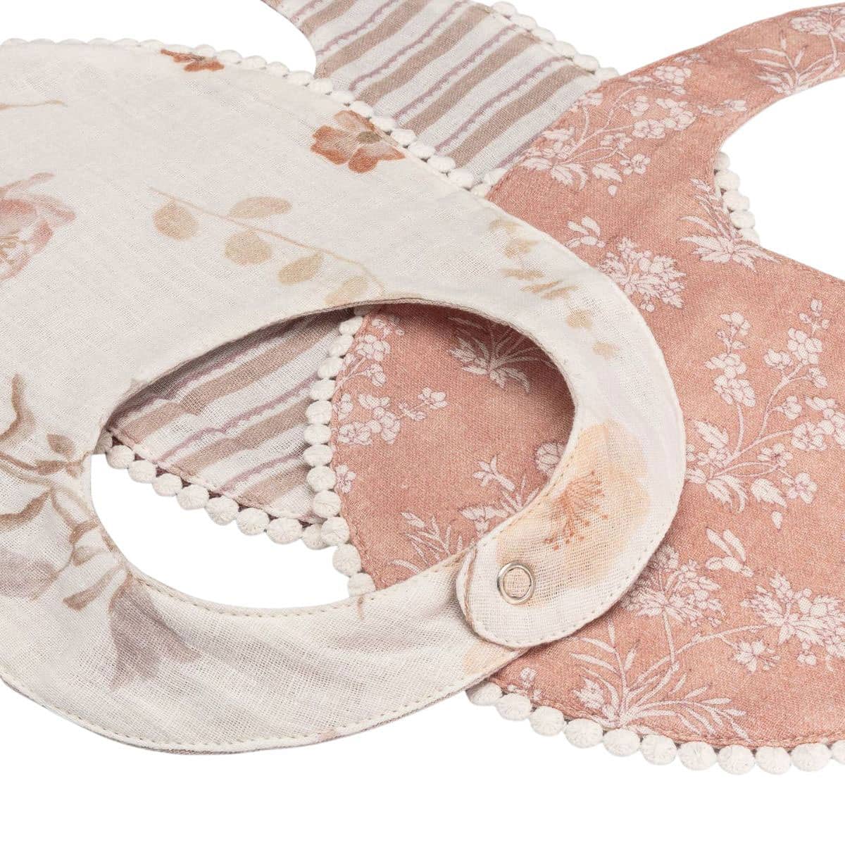 Crane Baby Muslin Bib Set - Violet Floral