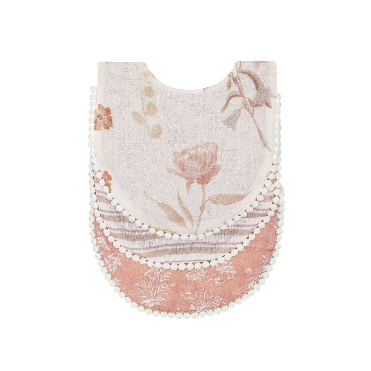 Crane Baby Muslin Bib Set - Violet Floral