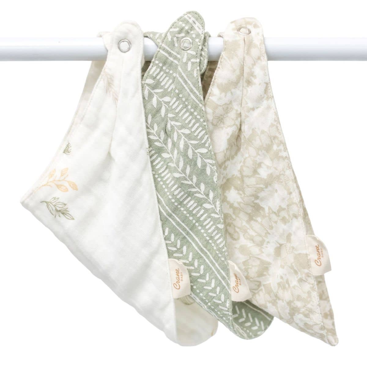 Crane Baby Muslin Bib Set - Willow