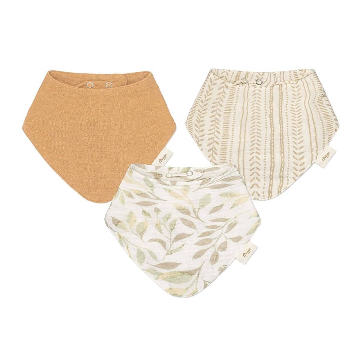 Crane Baby Muslin Bib Set - Willow Leaf