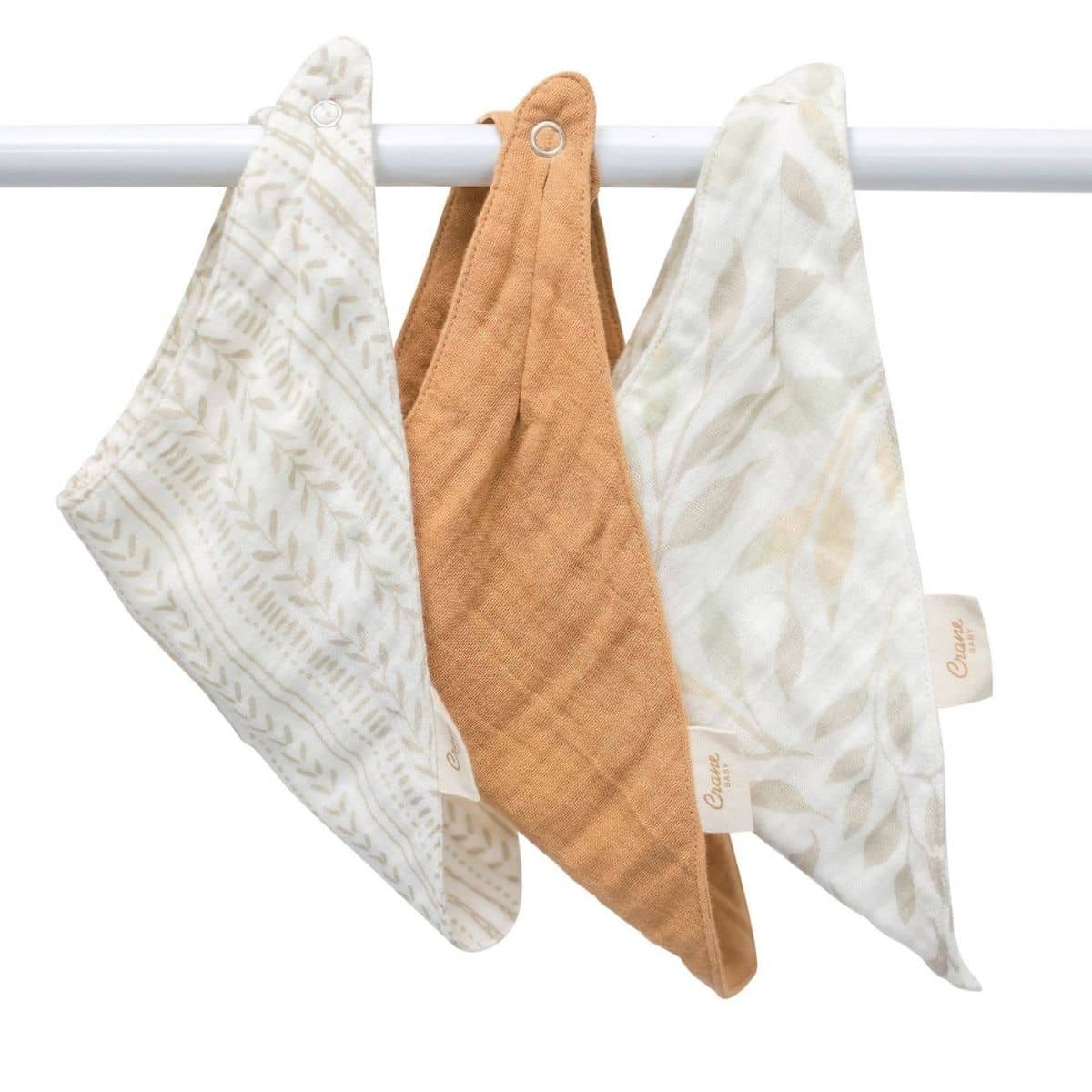 Crane Baby Muslin Bib Set - Willow Sage