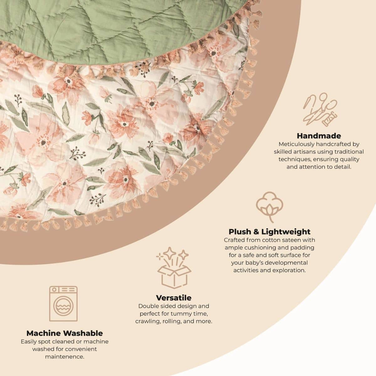 Crane Baby Quilted Baby Play Mat - Parker