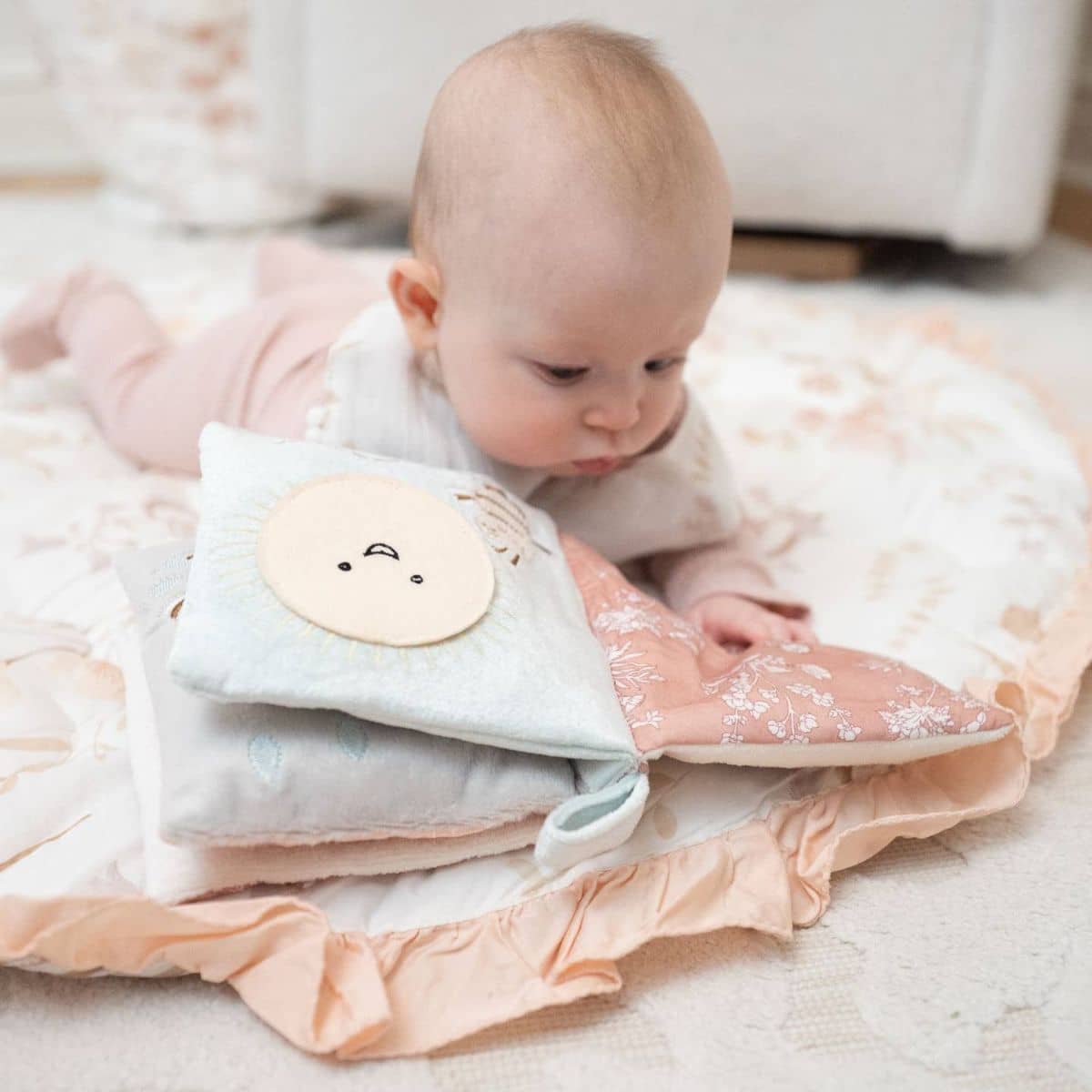 Crane Baby Quilted Baby Play Mat - Violet Floral Ruffle