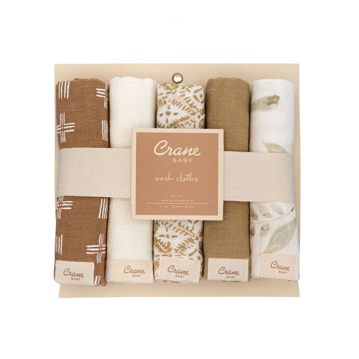Crane Baby Wash Cloth Set - Kendi Safari Animal