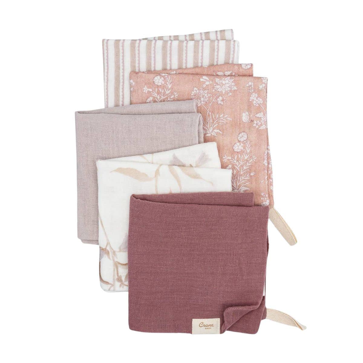 Crane Baby Wash Cloth Set - Violet Floral