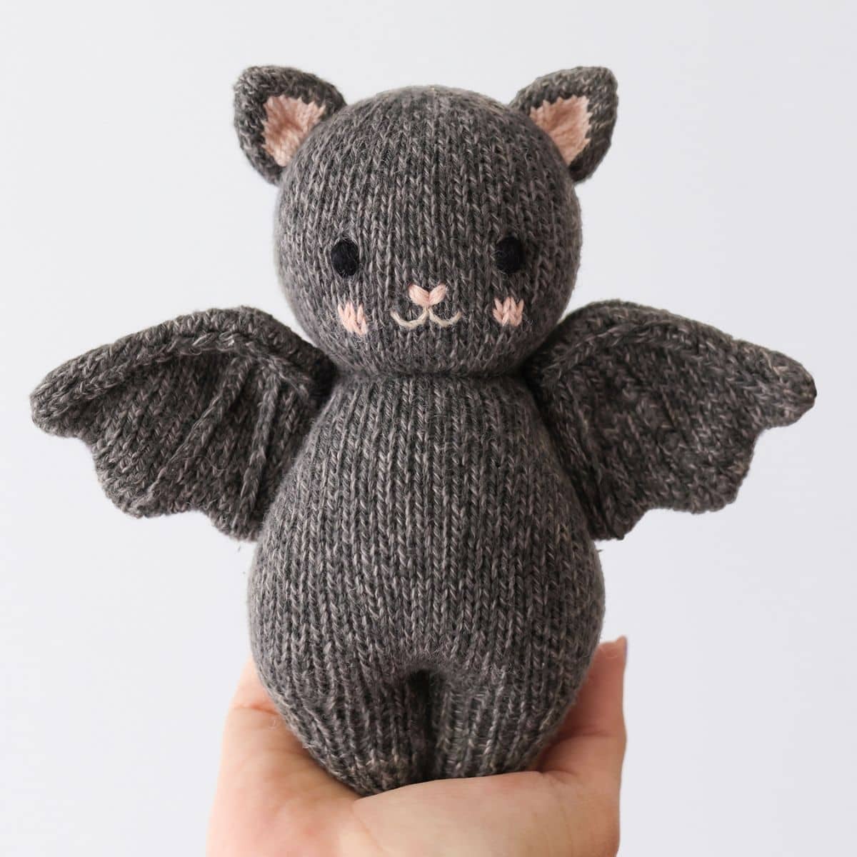 Cuddle + Kind Hand-Knit Doll - Baby Bat Charcoal