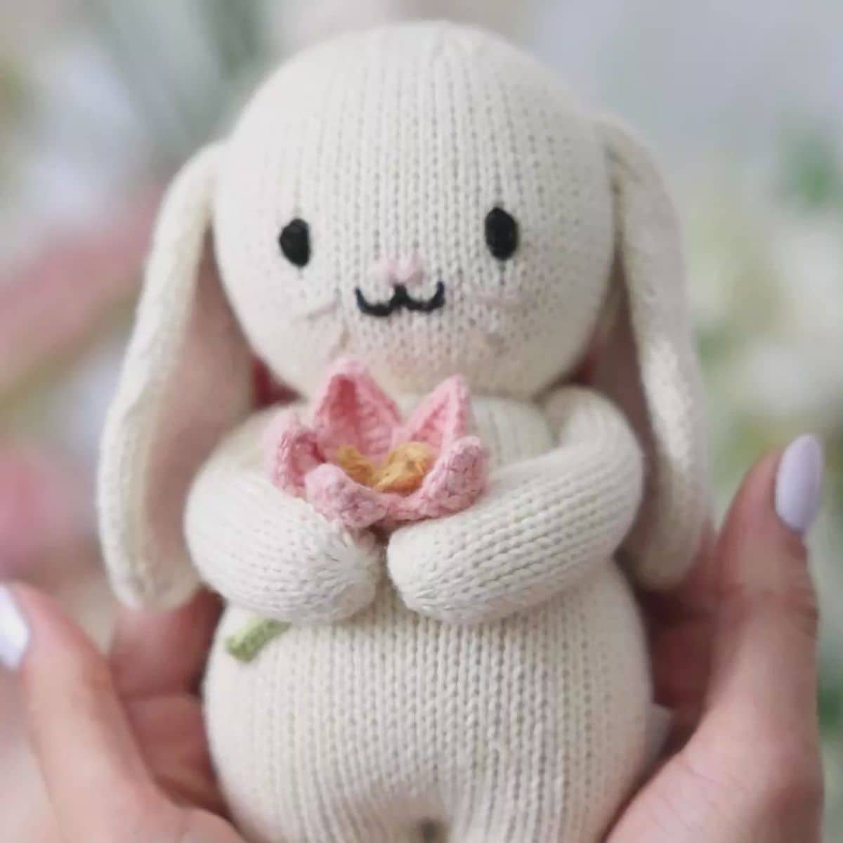 Cuddle + Kind Hand-Knit Doll - Baby Bunny (blooming tulip)