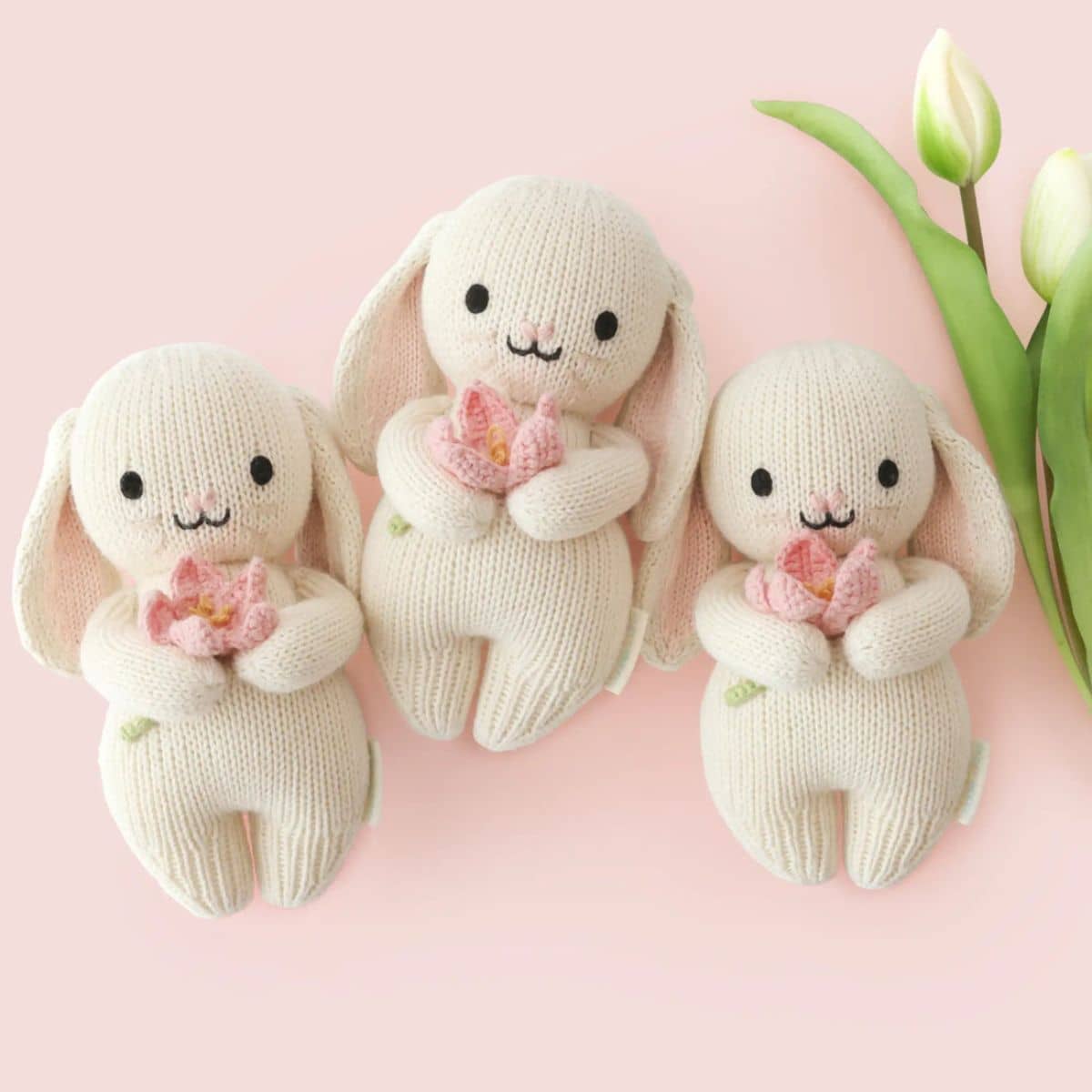 Cuddle + Kind Hand-Knit Doll - Baby Bunny (blooming tulip)