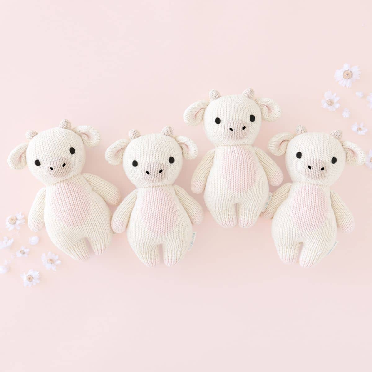 Cuddle + Kind Hand-Knit Doll - Baby Cow (Strawberry)