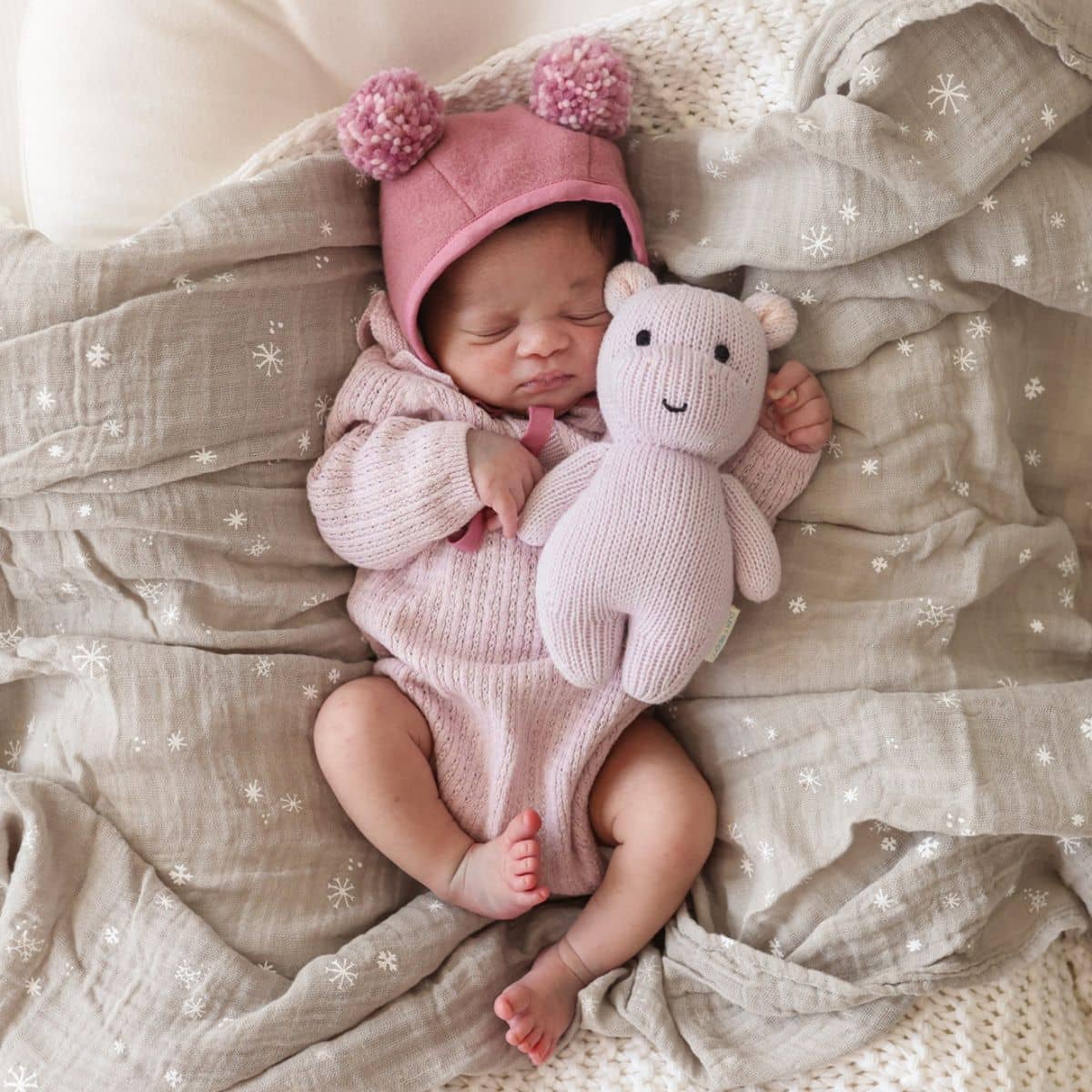 Cuddle + Kind Hand-Knit Doll - Baby Hippo (lavender)