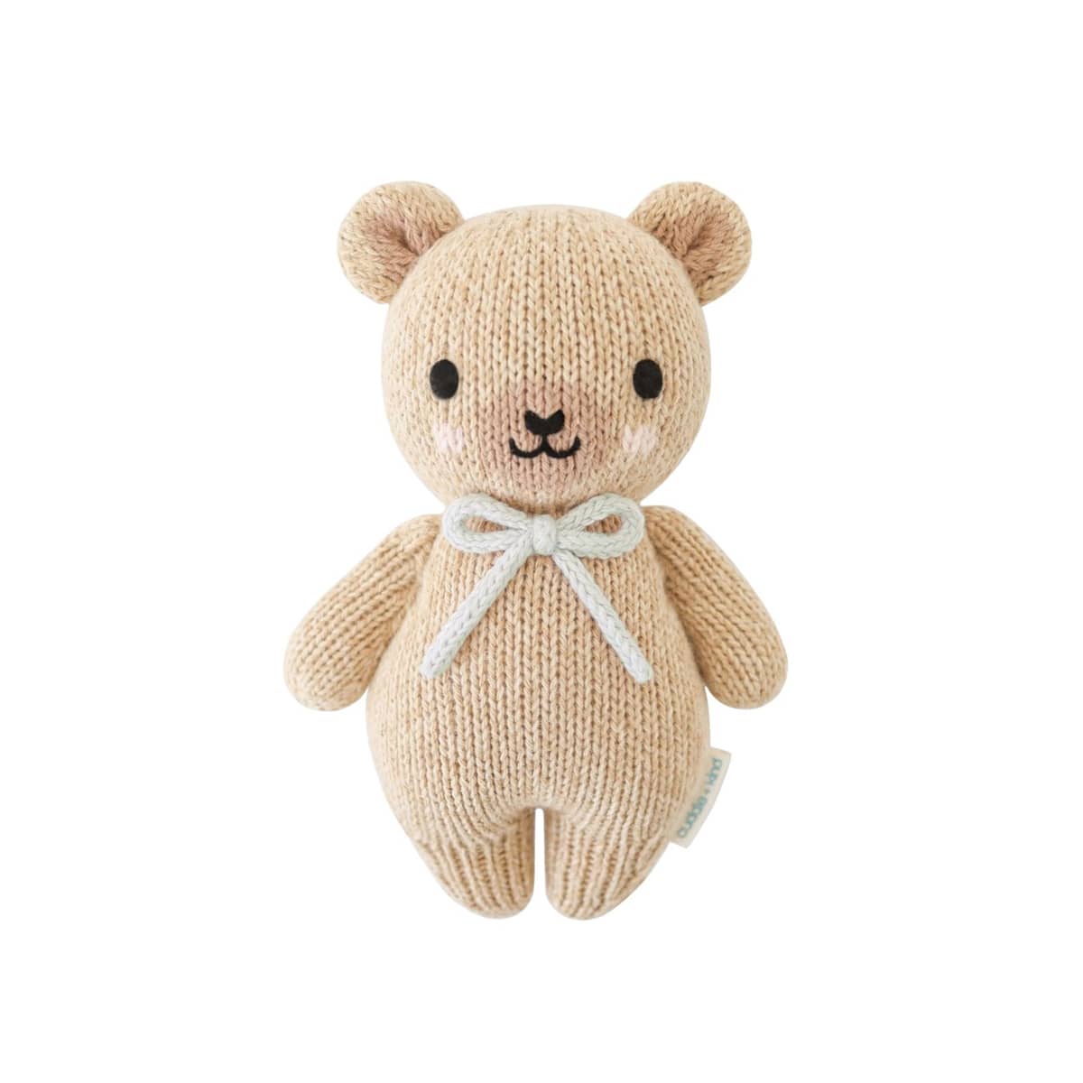 Cuddle + Kind Hand-Knit Doll - Baby Honey Bear (robin's egg blue bow)