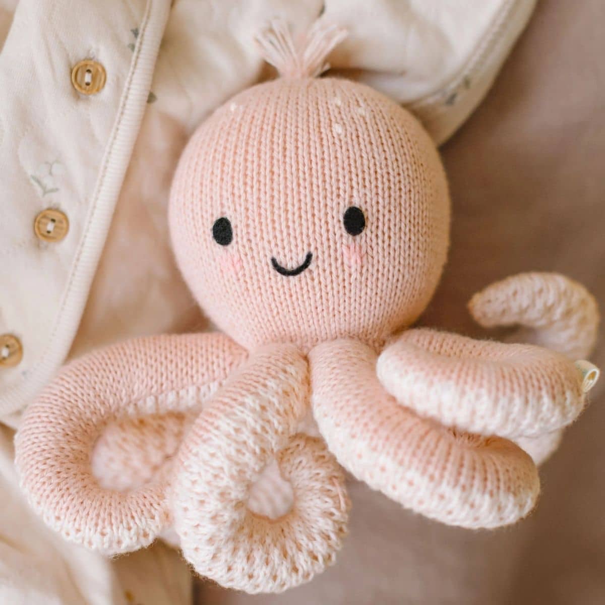 Cuddle + Kind Hand-Knit Doll - Baby Octopus (soft coral pink)