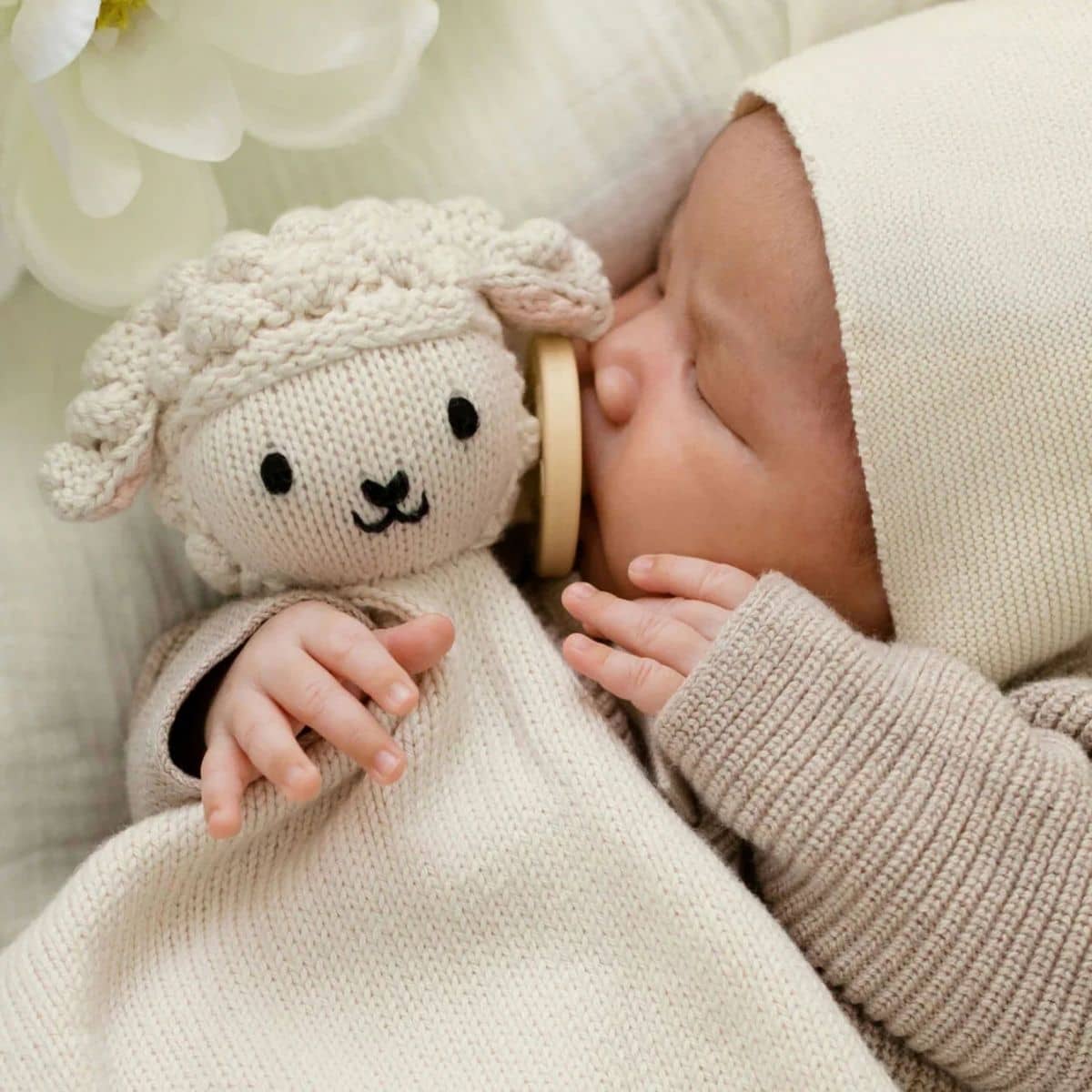 Cuddle + Kind Hand-Knit Lovey - Baby Lamb