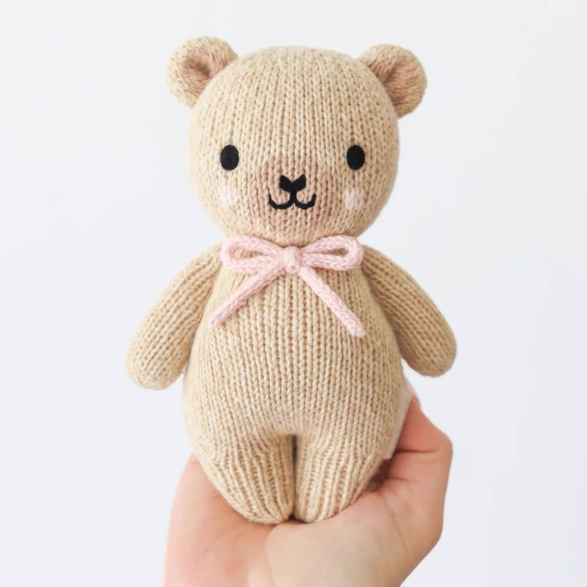 Cuddle + Kind Hand-Knit Doll - Baby Honey Bear (blush bow)