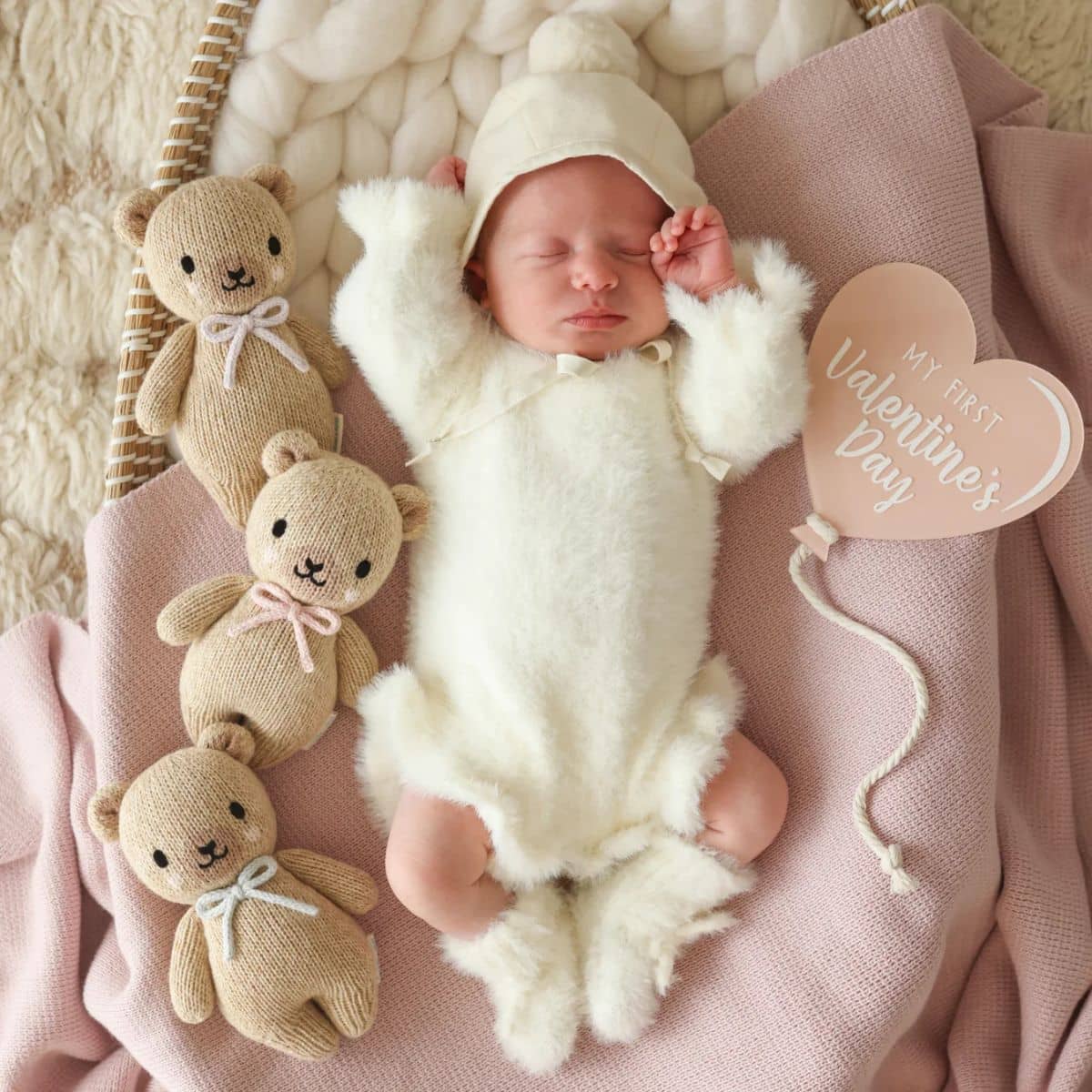 Cuddle + Kind Hand-Knit Doll - Baby Honey Bear (blush bow)