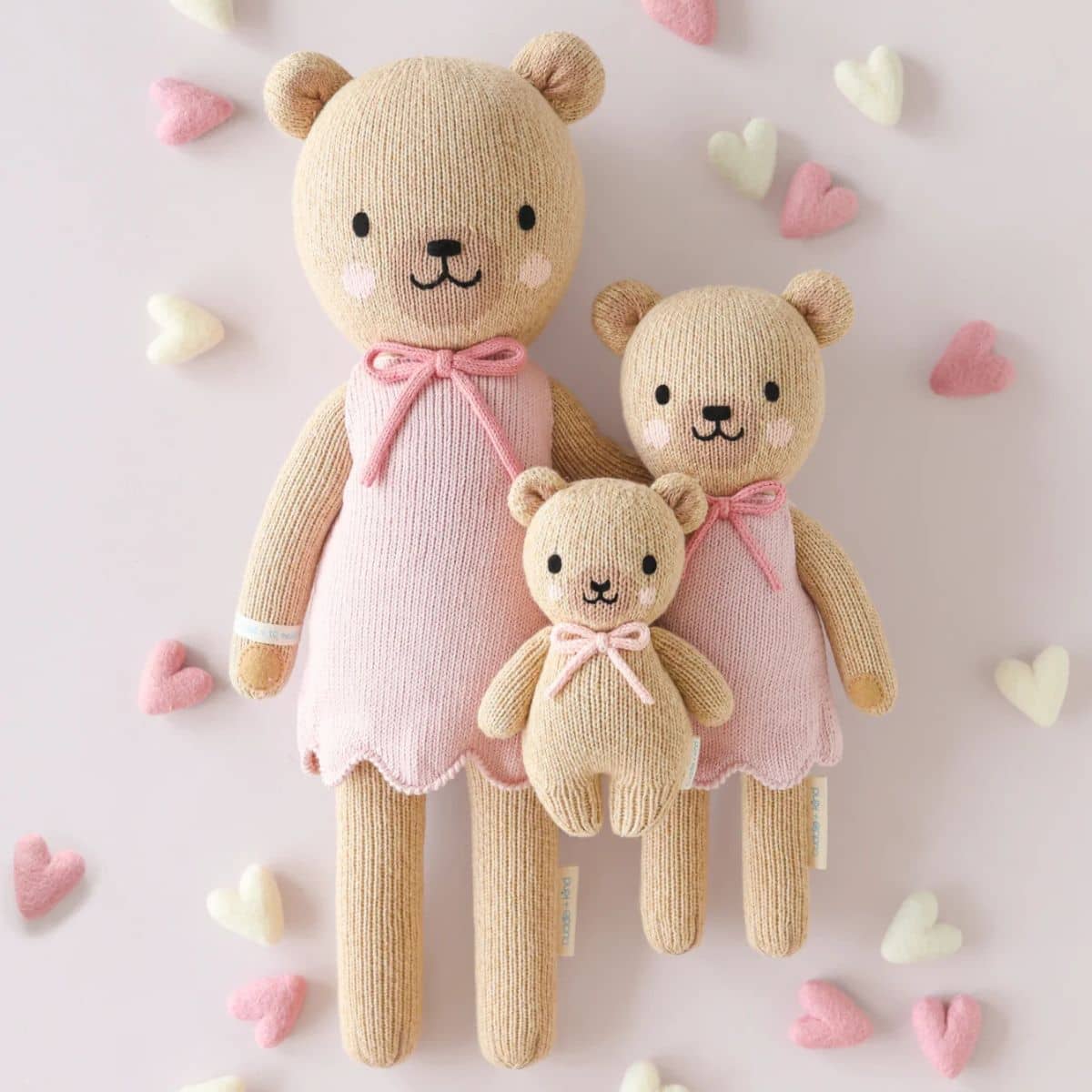 Cuddle + Kind Hand-Knit Doll - Baby Honey Bear (blush bow)