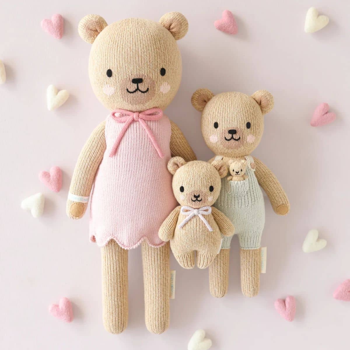 Cuddle + Kind Hand-Knit Doll - Baby Honey Bear (lavender bow)