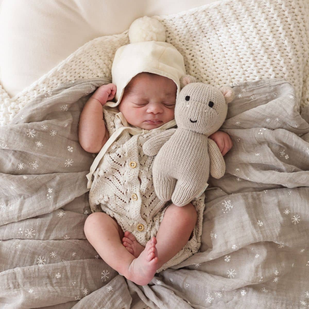 Cuddle + Kind Hand-Knit Doll - Baby Hippo (pebble)