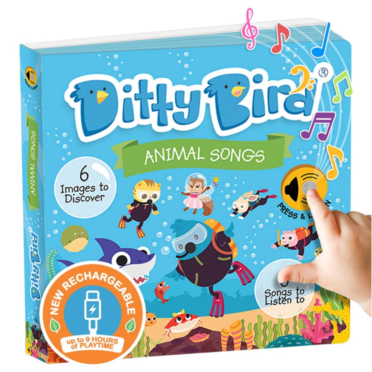 Ditty Bird Interactive Sounds Rechargeable Board Book - Animal Songs