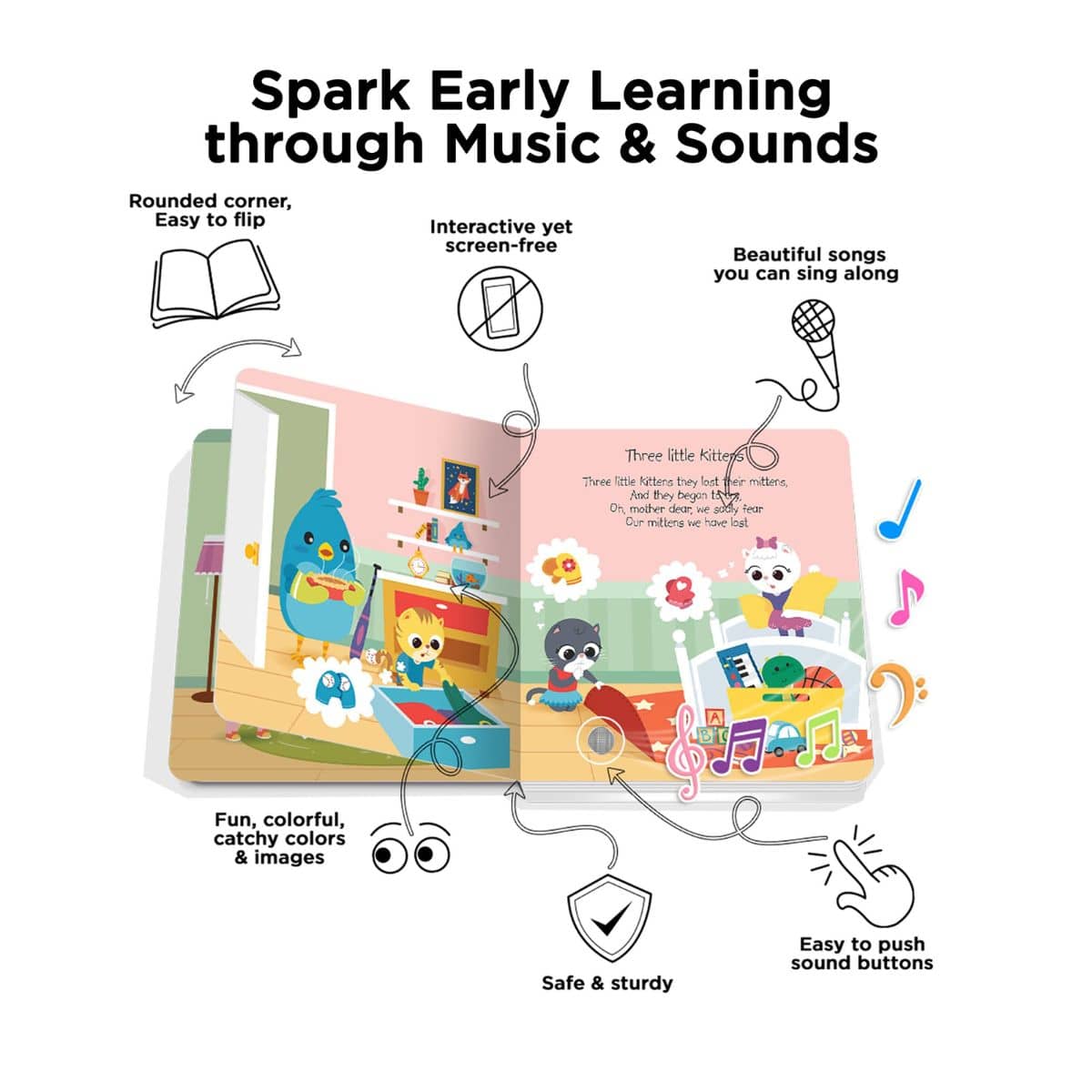 Ditty Bird Interactive Sounds Rechargeable Board Book - Animal Songs