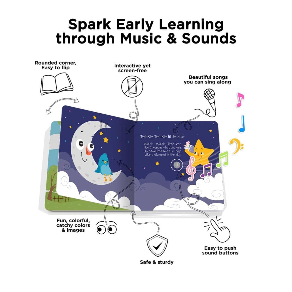 Ditty Bird Interactive Sounds Rechargeable Board Book - Bedtime Songs
