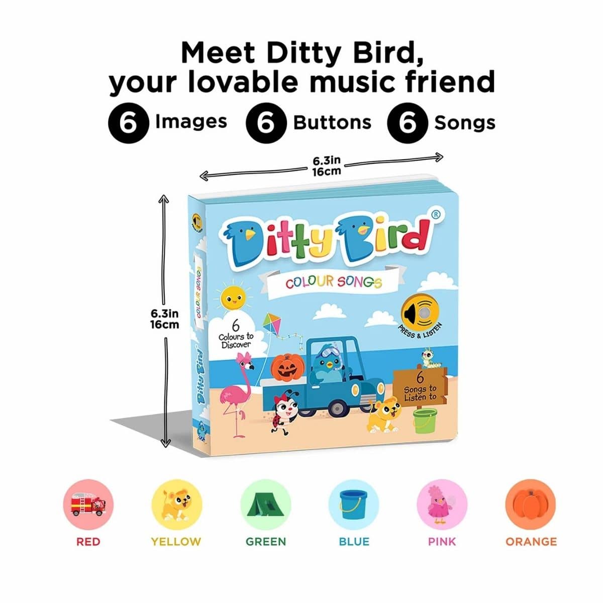 Ditty Bird Interactive Sounds Rechargeable Board Book - Colour Songs