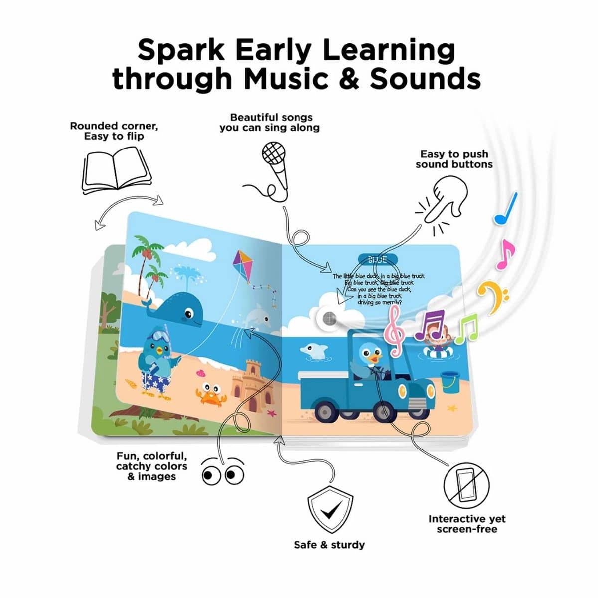 Ditty Bird Interactive Sounds Rechargeable Board Book - Colour Songs