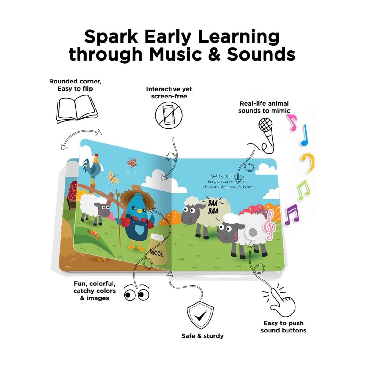 Ditty Bird Interactive Sounds Rechargeable Board Book - Farm Animals Sounds