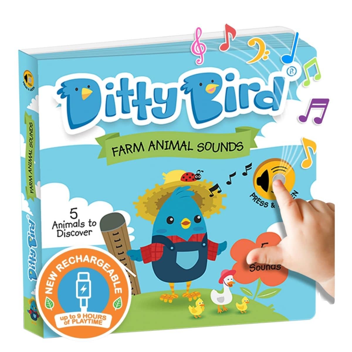 Ditty Bird Interactive Sounds Rechargeable Board Book - Farm Animals Sounds