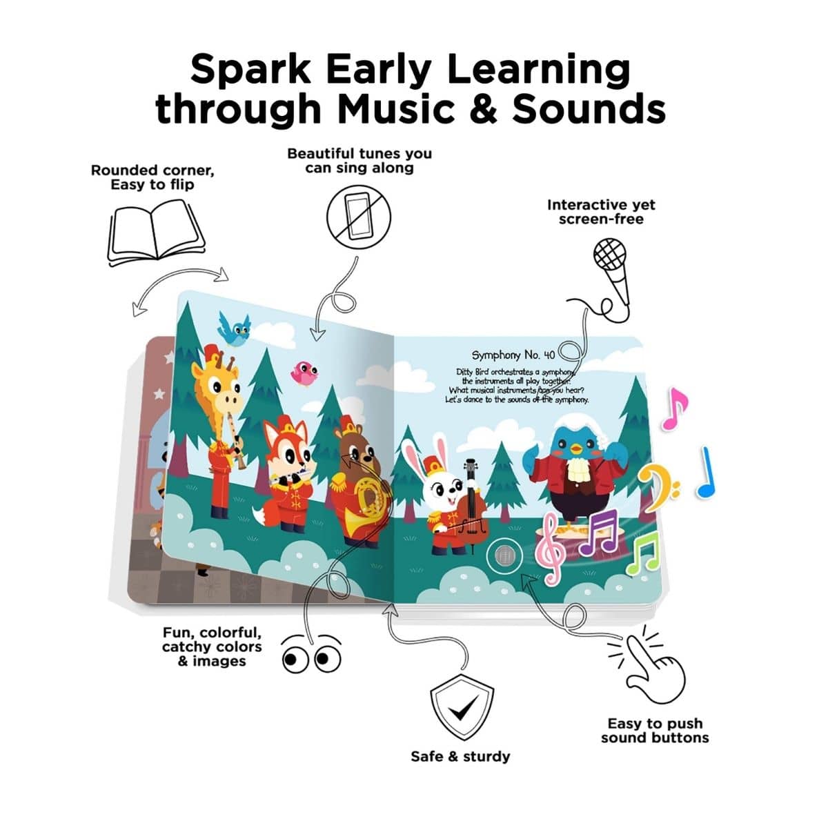 Ditty Bird Interactive Sounds Rechargeable Board Book - Music of Mozart